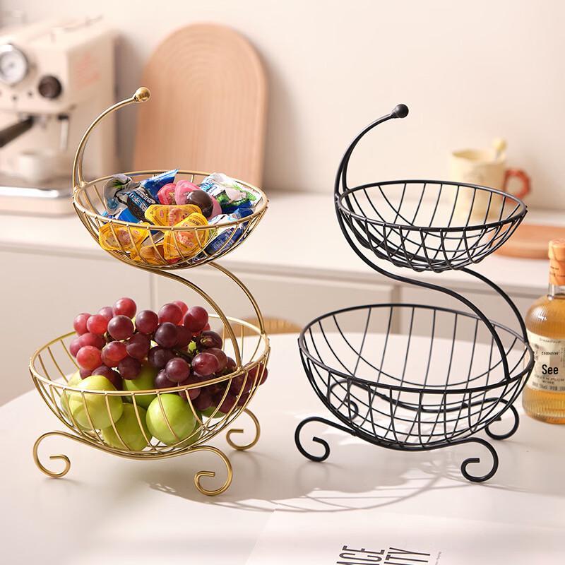 Ru Han Nordic Style Double-Layer Rotating Fruit Basket