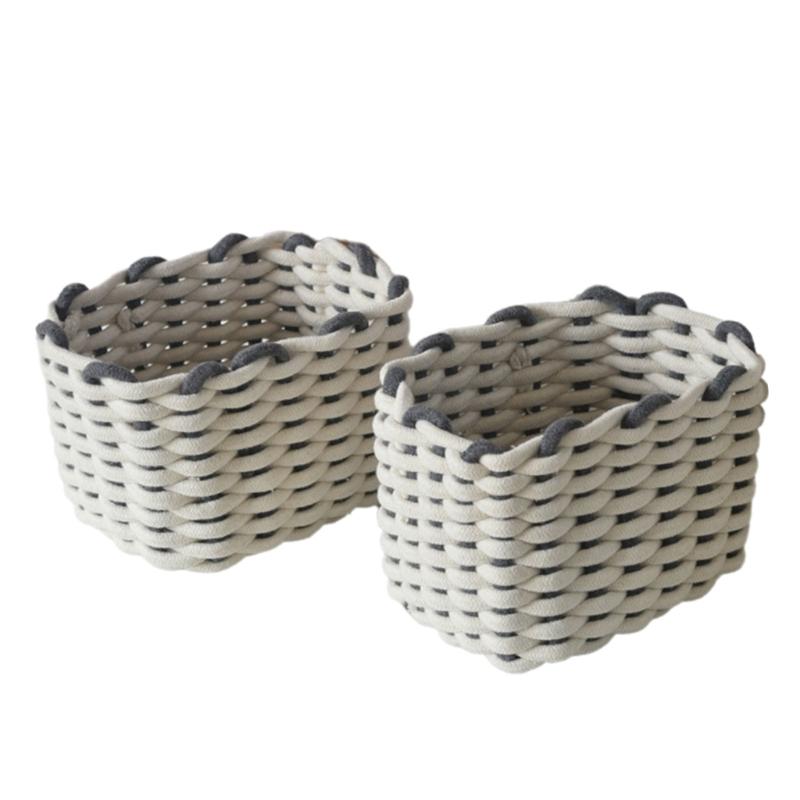 Sturdy Cotton Rope Basket with Handles Practical Woven Storage Holder Baskets For Organizing Clothes Towels And More