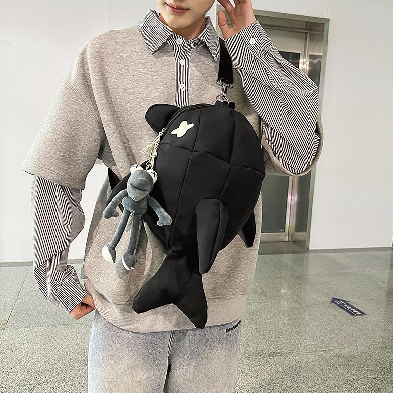 Shark backpack men's trendy brand niche design personality ugly cute breast bag creative backpack female college student funny schoolbag
