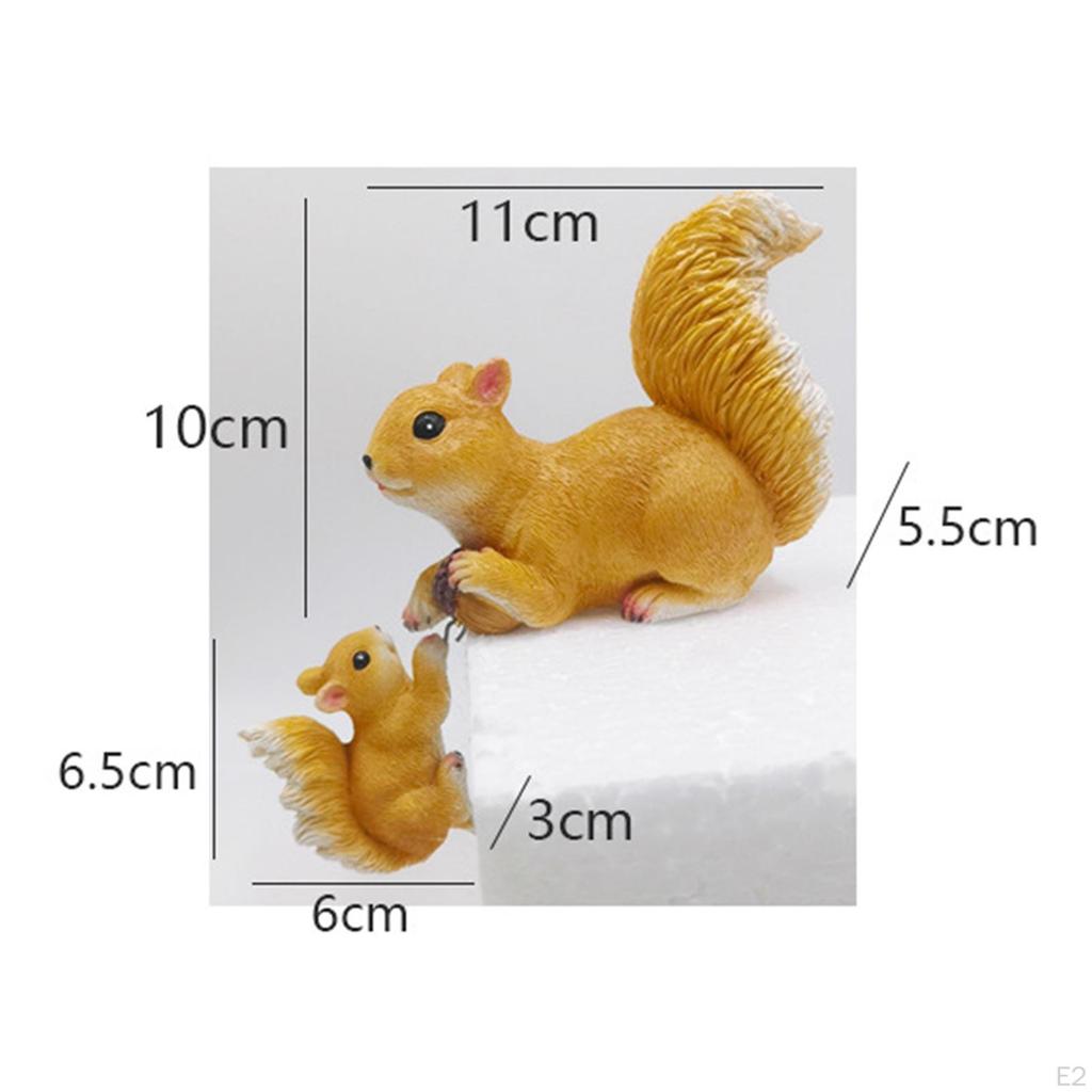 Squirrel Statue Resin Figurine Landscape Ornament Craft Gift DIY Garden Accessories Animal Sculpture