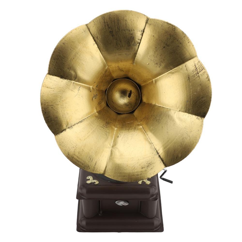 2 Stück Eisen Schallplattenspieler Modell Rot Bronze Grammophon Ornament Grammophon Plattenteller Heimdeko