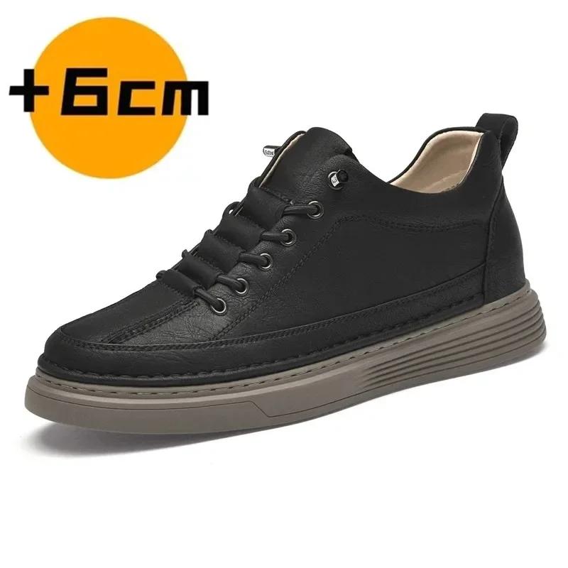 

Genuine Leather Heightening Shoes For Men Elevator Shoe Height Increase Footwear Mens Casual Luxury Men s Sneakers Skate Shoes 36