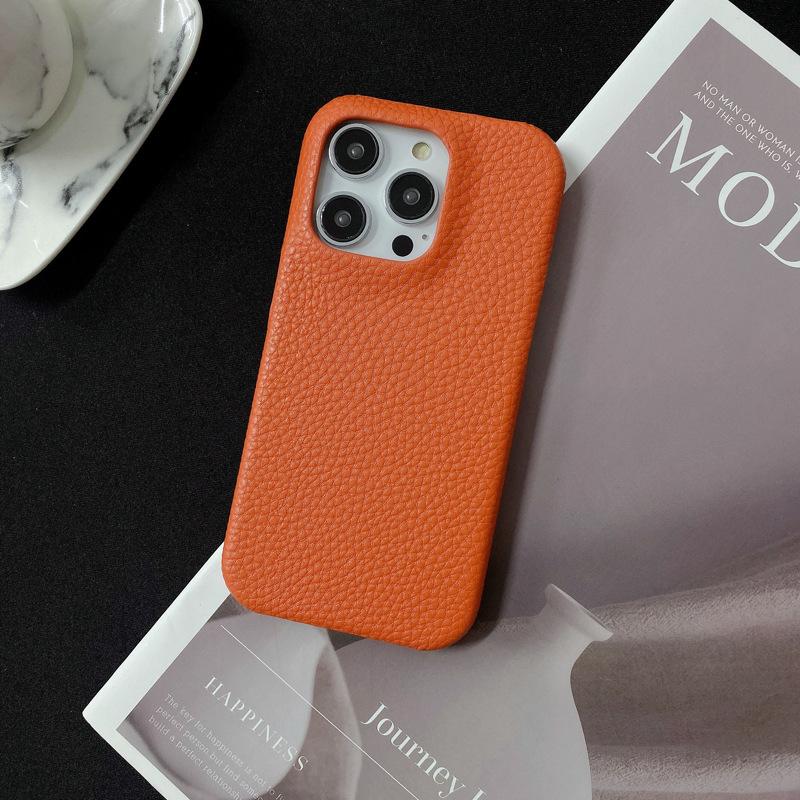 Half-wrapped Lychee Pattern, Suitable for Apple 15promax Phone Case, IPhone14 Anti-drop 13 Creative Women's Leather Case