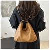 Large Capacity Vintage Style Faux Leather Bucket Bag Simple Solid Color Commuter Shoulder Crossbody Bag