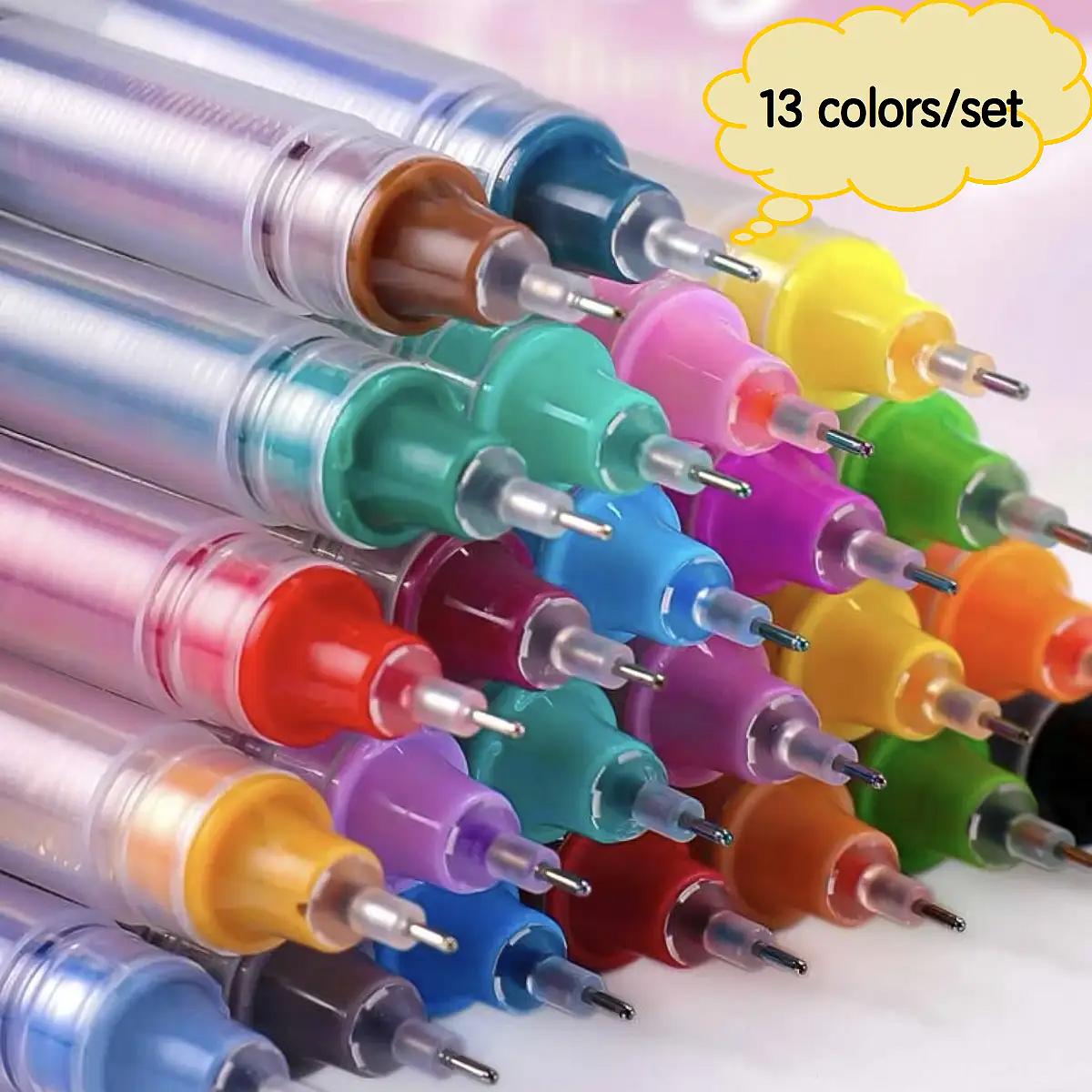 

13pcs Colorful Straight Liquid Gel Pens Set for Students Study Notes Decoration And Painting