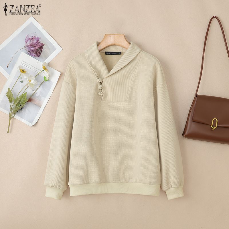 ZANZEA Women Loose Casual Long Sleeve Pullover Sweatshirts