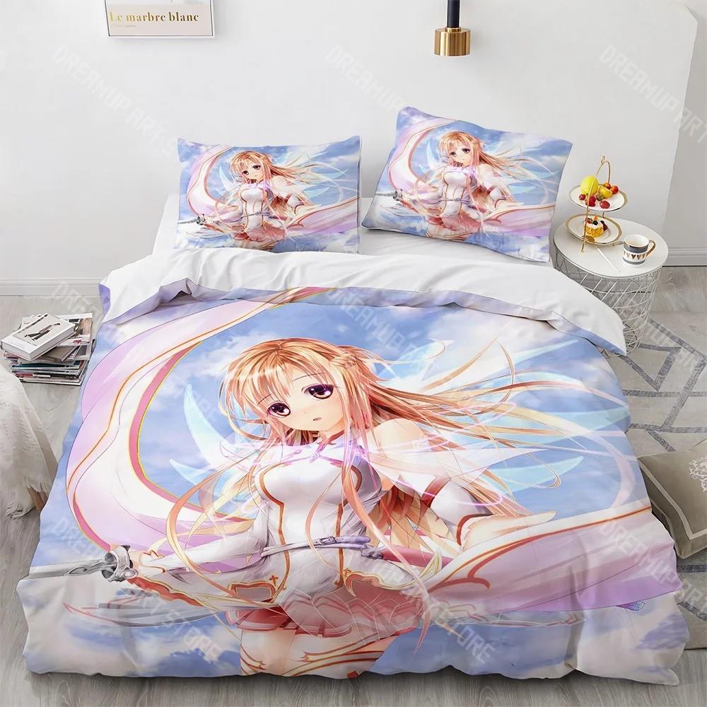 3D Printed Sword Art Online SAO Kirito Asuna Bedding Set for Boys Girls Duvet Cover Twin Queen King Full Single Double Sizes