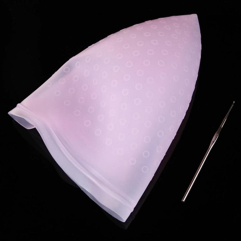 Silicone Highlighting Hair Coloring Hat with Metal Hooks Highlighting Dye
