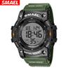 Montre de Sport Digitale SMAEL pour Homme Affichage LED Étanche Lumière Digitale Chronomètre Multifonctionnelle Décontractée d'Extérieur Montre-Bracelet