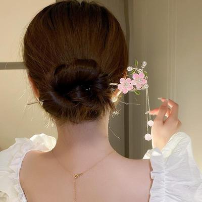 Elegante rosa Haarnadel im chinesischen Stil für Frauen & Kinder - Hanfu Hochsteckfrisur-Accessoire