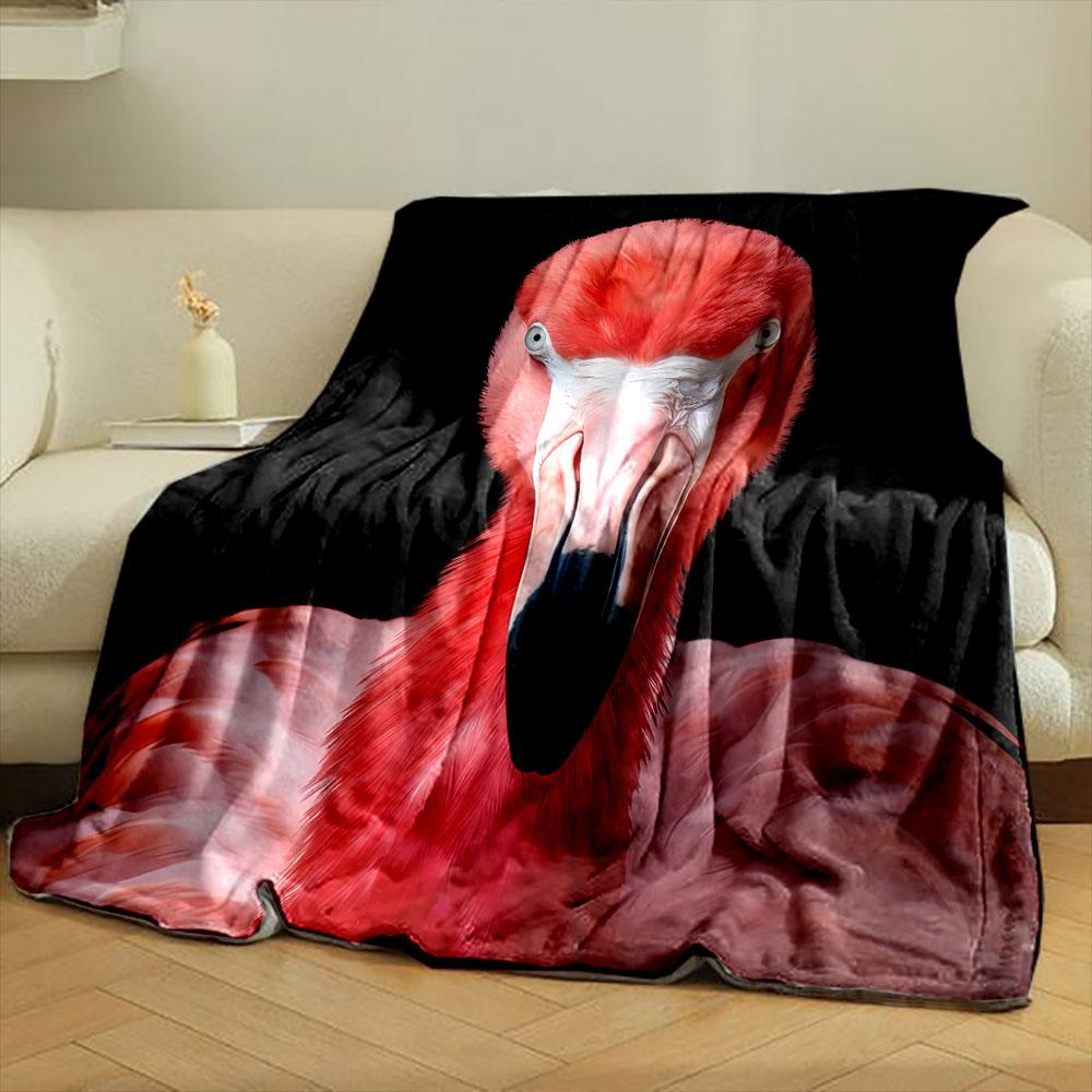 Pink Flamingo Portrait Blanket Bedroom Blanket for Livingroom Couch Lunch Break Soft Throw for Friend's Festival Gift