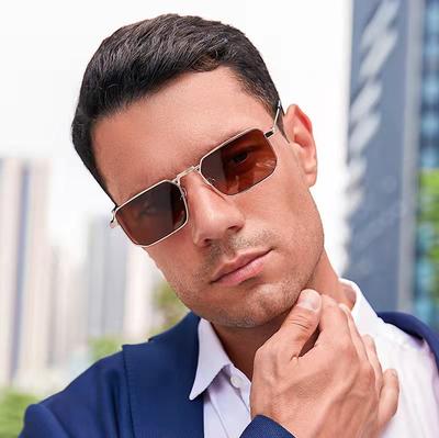 High Quality Rectangular Sunglasses Men Women Metal Frame Square Vintage Brand Sunglasses