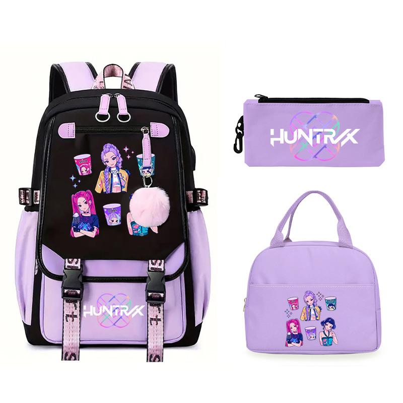 KPop Demon Hunters Rumi Anime Merchandise Backpack and Pencil Case Convenient Backpack for Couples for Business Trips and Travel