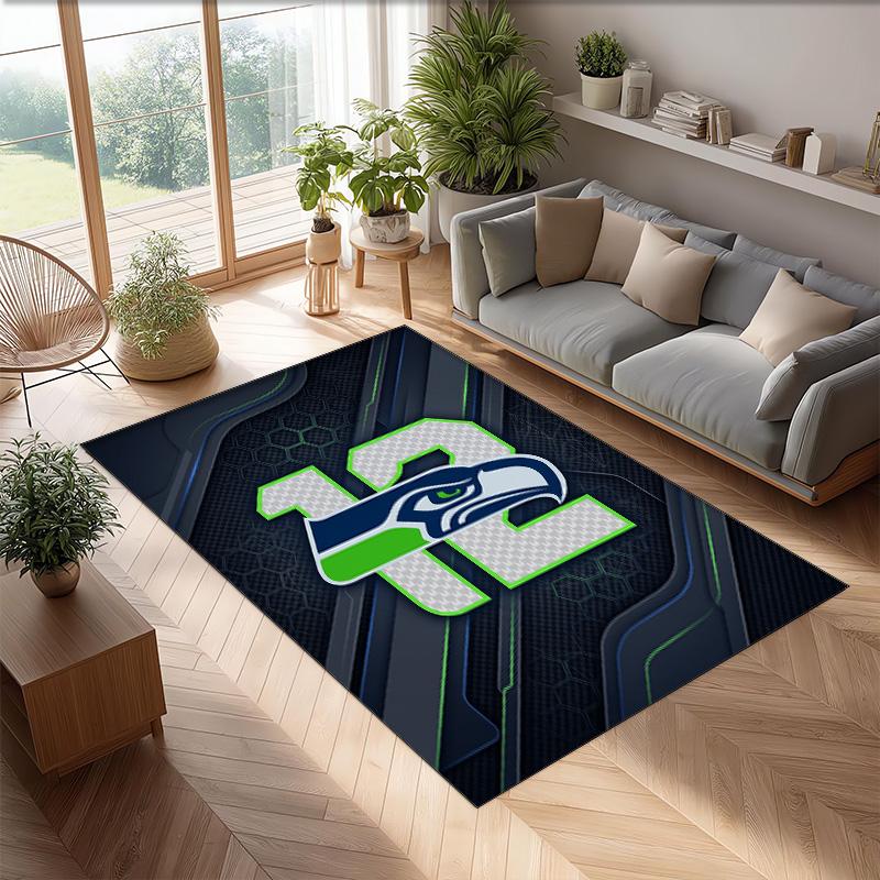 Tappeto in Velluto Cristallo Seattle Seahawks Morbido Anti?Tappetino Antiscivolo Comodo per Casa Soggiorno Camera da Letto Tappeto Decorativo