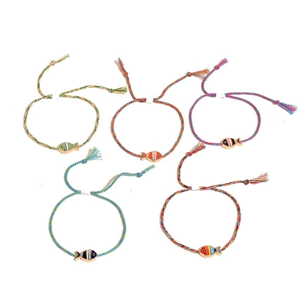 1 pcs Bohemian Print Fish Pendant Bracelet Adjustable Hand-Woven Rope Bracelet  Women Girls
