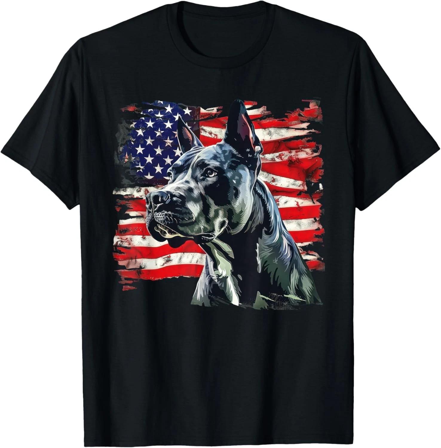 Pit Bull Dog USA America Flag 4th of July Gift Unisex T-Shirt 4XL