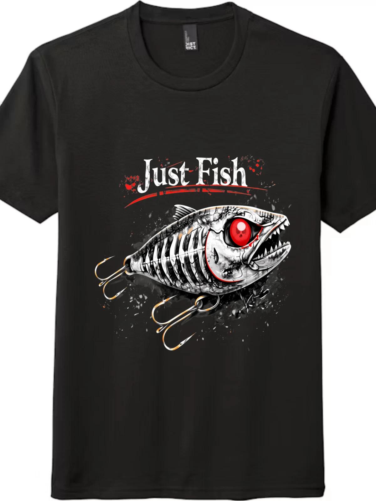 Just Fish Graphic Tee | Men s & Women s Casual Streetwear | Fish Skeleton Design L