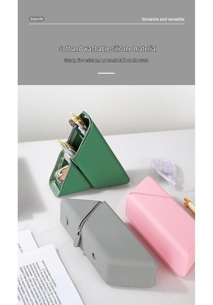 High-Capacity Vertical Silicone Pencil Case - Soft, Telescopic Pen Holder and Stationery Bag
