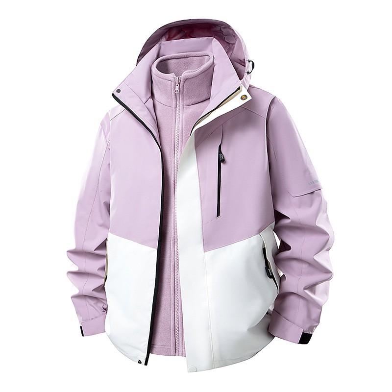 Womens Mens 3 In 1 Detachable Winter Hiking Jacket Waterproof Windproof Outdoor Camping Trekking Coat