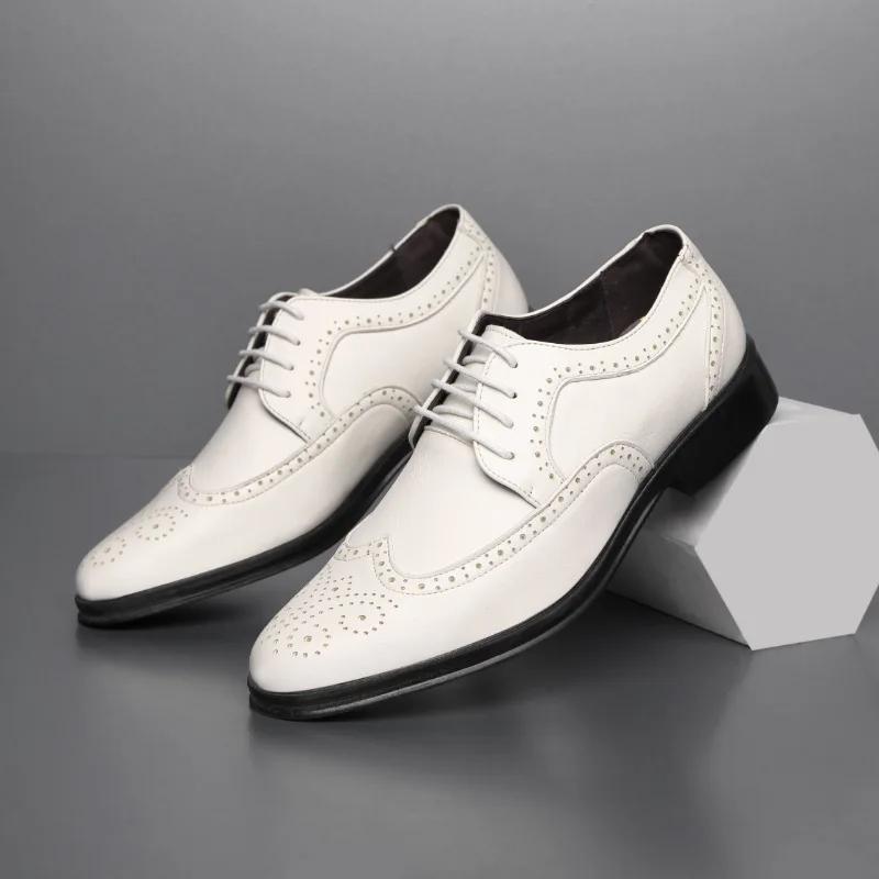Leather Shoes for Men 2024 New Plus Size Men's Oxford Shoes Business Formal Casual Shoes Pointed British Style Wedding Shoes
