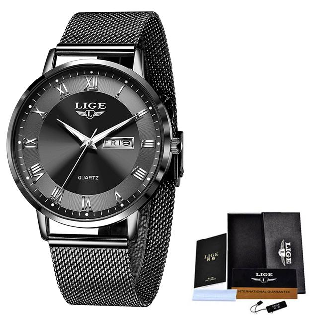 LIGE Damenuhren Ultra dünne Quarzuhr Für Frauen Luxuriöses Armband Armbanduhr Damen Datum Woche Uhr Uhr Relogios Feminino