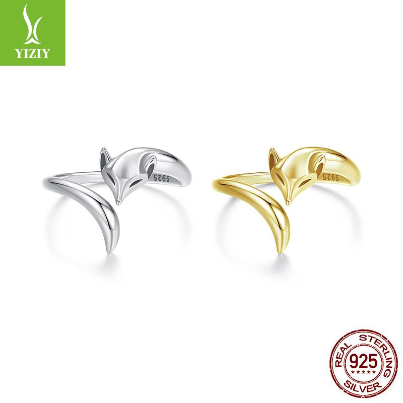 Tier Fuchs Offener Ring, Charm S925 Sterlingsilber Ring