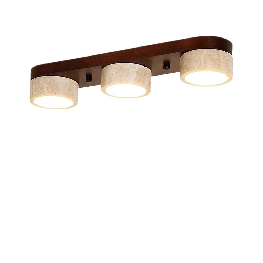 Mid-Century Wabi-Sabi LED Downlight: Yellow Travertine Surface-Mounted Ceiling Light for Hallways and Entrances