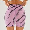 High-Waisted Seamless Yoga Leggings Women Tie-Dye Print Running Shorts Butt-Lifting 3/4 Length Fitness Pants