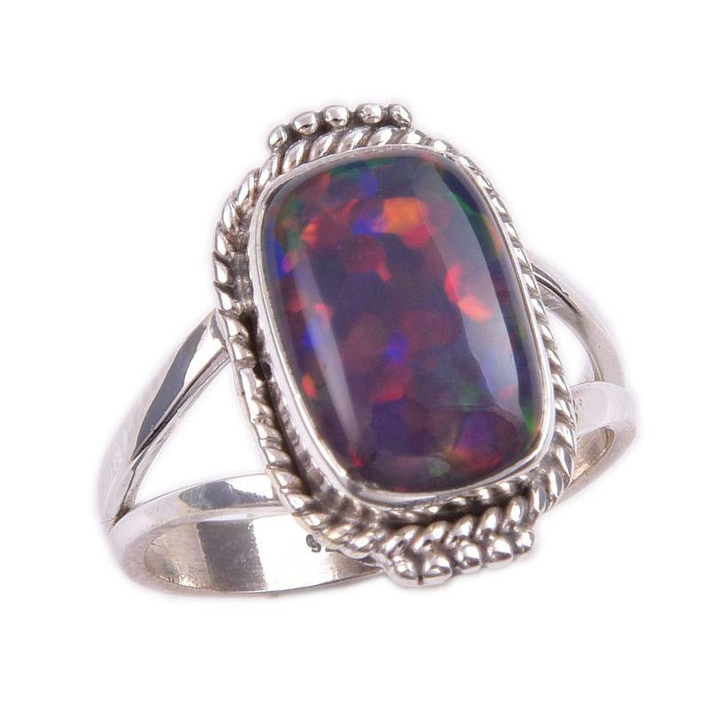 Natural Ethiopian Opal Gemstone Handmade 925 Solid Sterling Silver Ring S.6 C0u10
