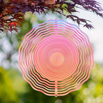 360° drehbares Metall-Windspiel für Außendekor 10 Zoll Pink zu Blau Farbverlauf Hängeornament Perfekt für Terrasse Garten und Zuhause