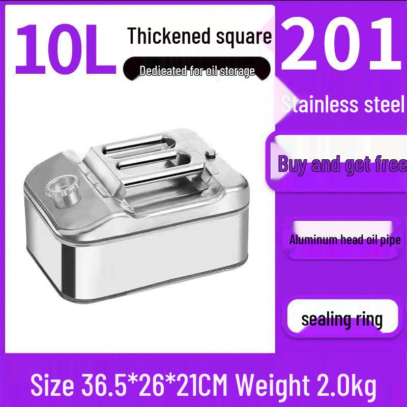 Thickened Portable Fuel Tank: 304 Stainless Steel Gasoline/Diesel Can - 30L, 20L, 10L Capacity