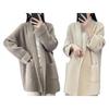 Warmer Weicher Damen Übergrößen Cardigan Pullover Winter Herbst Gestrickt Langarm Locker Dick Offener Stich Elastisches Revers Taschen