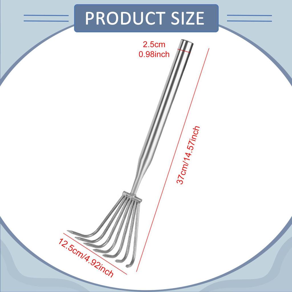Hand Rake Portable Firm Grip Compact Stainless Steel Garden Rake Claw Rake Cultivator for Loosening Soil Beach Weeding Planting