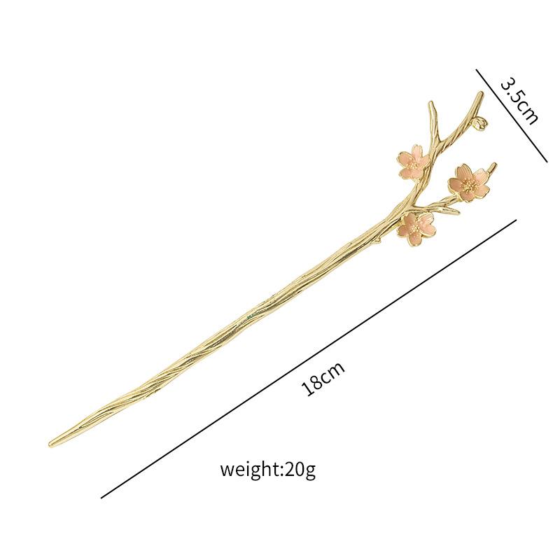 National Tide Metal Plum Blossom Flower Flower Flower Flower Pearl Hairpin Retro Peach Blossom Back of The Head To Pull The Hair Hanfu Headdress