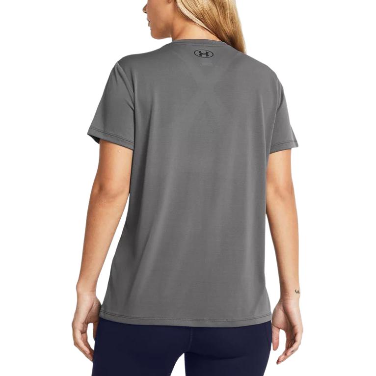 Under Armour Logo Print Casual Crew Neck Short Sleeve T-Shirt Women Tops Gray 1384231-025