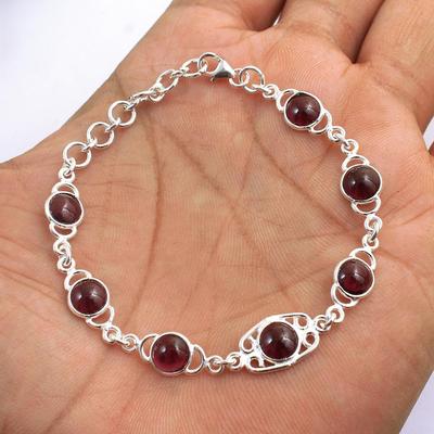 Garnet Bracelet, Natural Birthstone Jewelry, Silver Jewelry, 925 Sterling Silver, Handmade Jewelry