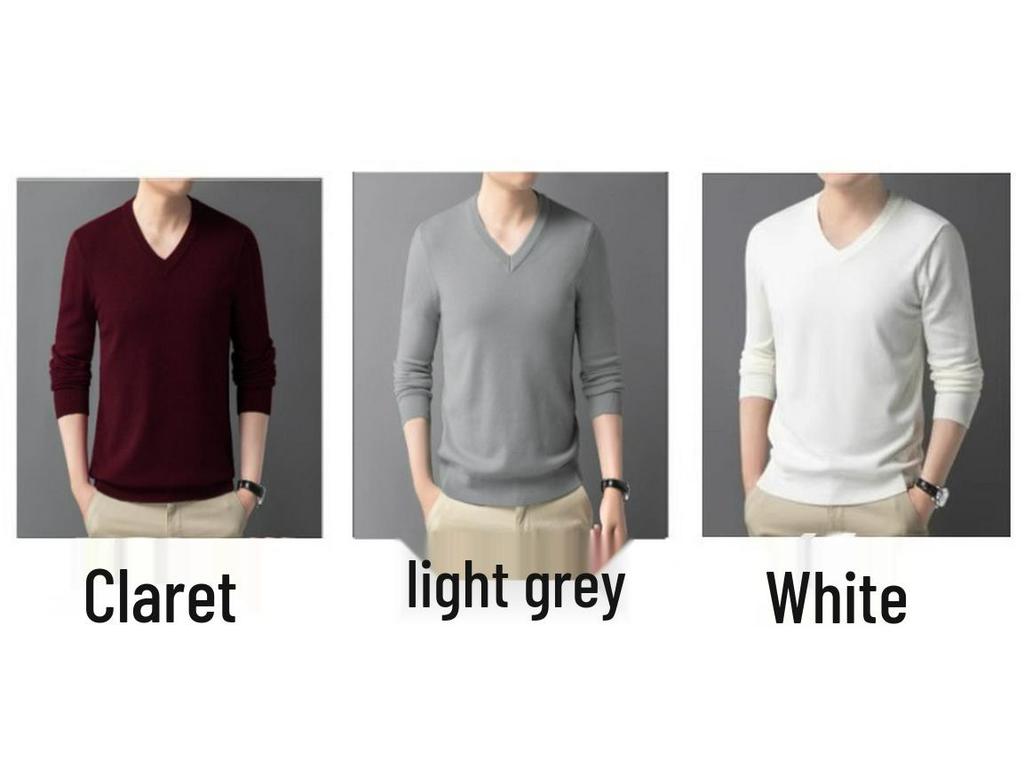 Jersey de punto con cuello en V estilo Hong Kong para hombre: Suéter Casual de Manga Larga para Primavera/Otoño