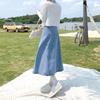 Plus Size Women's Retro High-Waisted Denim A-Line Skirt - Summer/Autumn Trendy