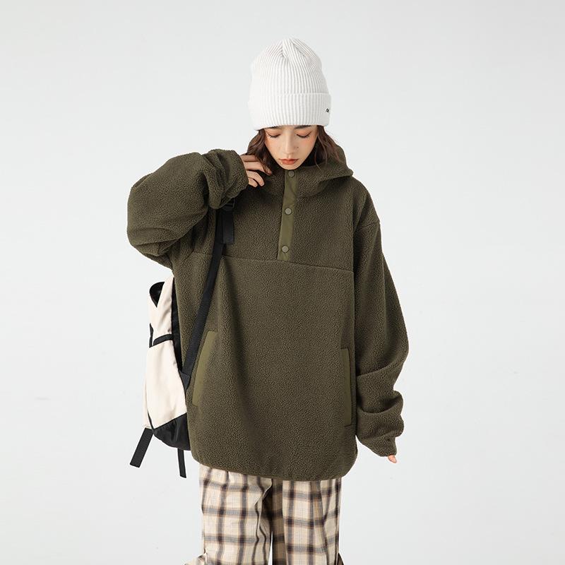 Men's sweatshirt autumn and winter new heavy hooded couple pullover sweatshirt plus velvet thickening loose trendy jacket top