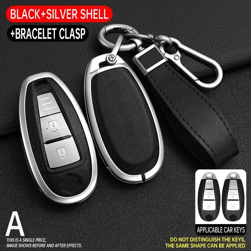 Zinc Alloy+ Leather Car Key Case Cover For Suzuki Baleno Ciaz Ertiga Ignis Kizashi Sx4 S-Cross Swift Vitars 2 3 Buttons Remote