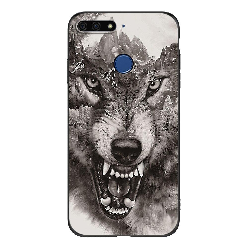For Honor 7C 5.7 Inch Case Soft Back Cover Phone Case For Huawei Honor 7c Aum-L41 Silicon Black Tpu Case Lion Wolf Tiger Dragon