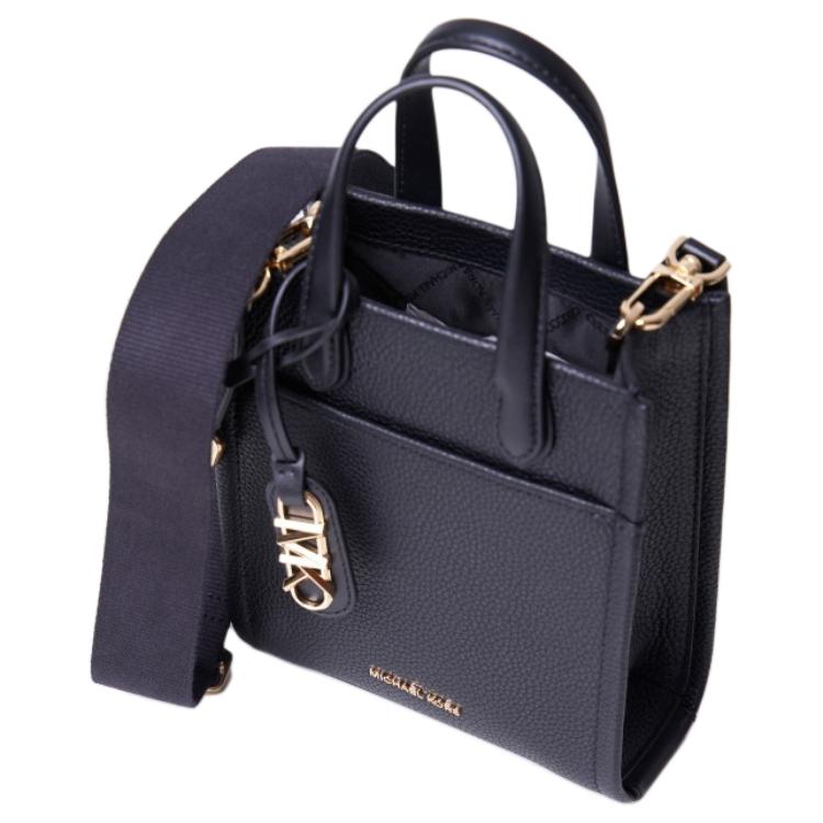 Michael Kors MK Gigi Logo Adjustable Shoulder Strap Leather And Faux Leather Tote Shoulder Crossbody Bag Women bags Black 32R4G3GC4L-BLACK