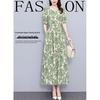 Summer Slim Fit Plus Size Polyester Dress for Middle-Aged Women - Waist-Cinching, Slimming, Chubby MM Style
