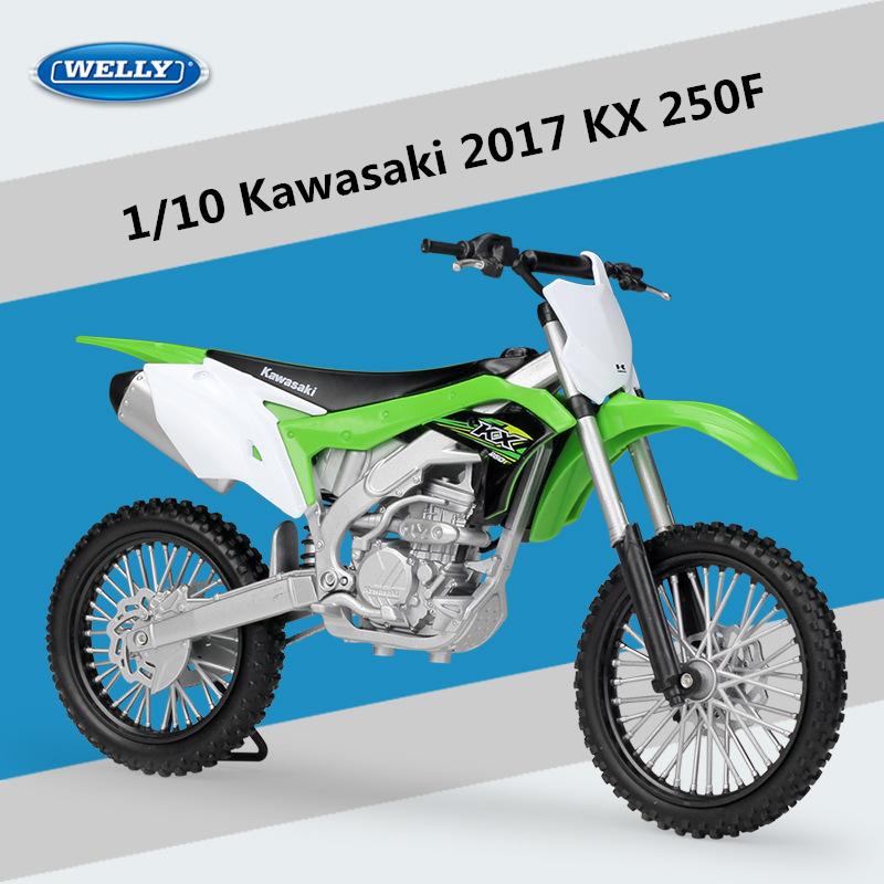 Welly 1/10 Kawasaki 2017 KX 250F Alloy Motorcycle Model High Simulation Diecast Metal Motorcycle Model Collection Children Gifts