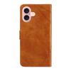For iPhone 16 Case PU Leather Protective Geometric Line Phone Cover Wrist Strap