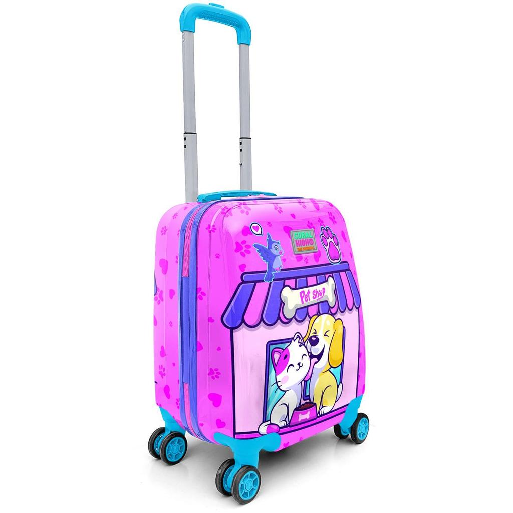 coral high Kinderkoffer mit Katzen- und Hundemuster für Kinder 16776