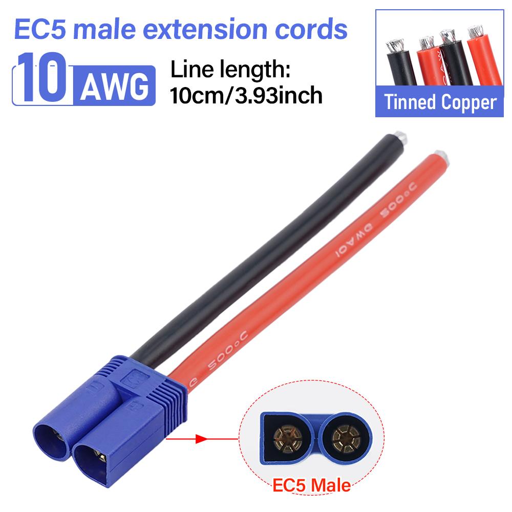 

EC5 Male/Female Plug Jack Wire Connector Battery Connector Cable 10AWG Silicone Cable for Car RC Battery Toys Charging Adapter Line Connector