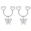 2 Pezzi Anello Finto Capezzolo a Forma di Cuore con Pendente Acciaio Inossidabile Anelli per Capezzoli Senza Perforazione Clip On Anelli per Capezzoli Piercing Finto per il Corpo