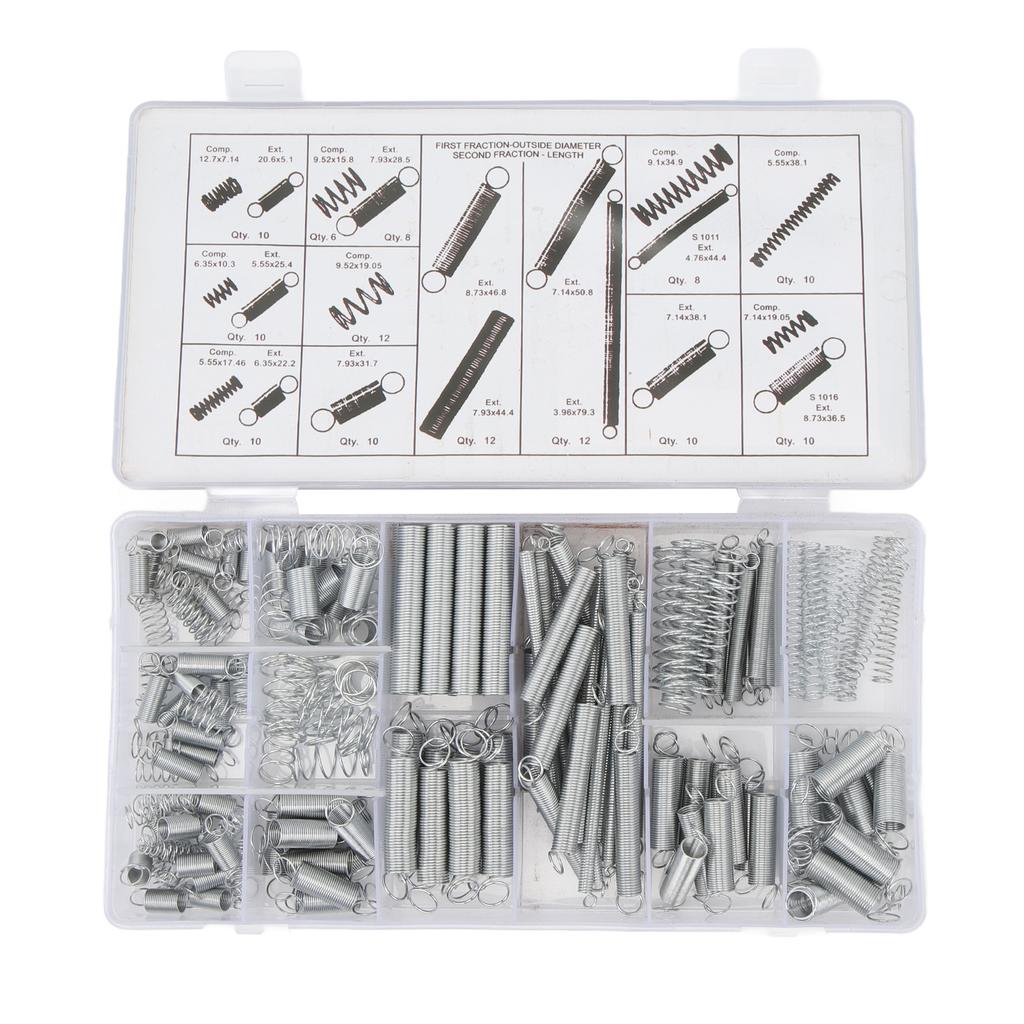 200 st Kompressions- och expansionsfjädrar Kit 20 stilar Förzinkat stål för Bilreparation DIY-projekt