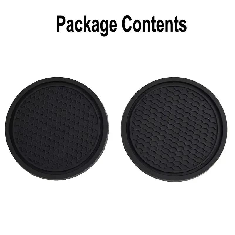 Car Anti Slip Cup Coaster 2pcs Black Interior Accessory Suitable for Most 7cm Diameter Cups - Essential - with Car Decoration